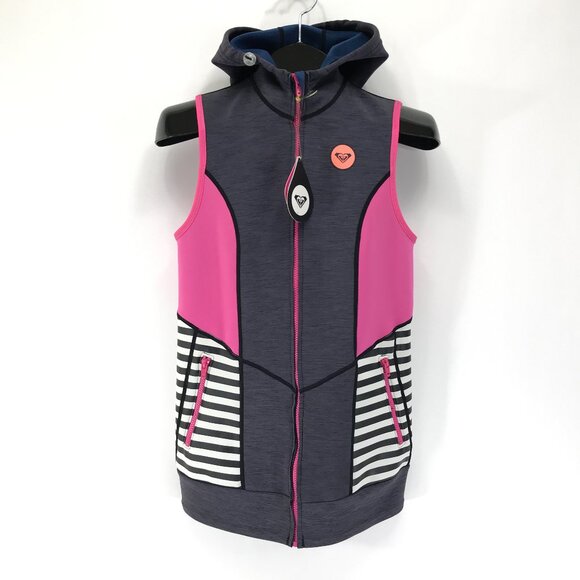 NEW Roxy Neoprene Hooded Full Zip Vest Womens Size 8 / L Wetsuit Surf Scuba Swim - Picture 1 of 16